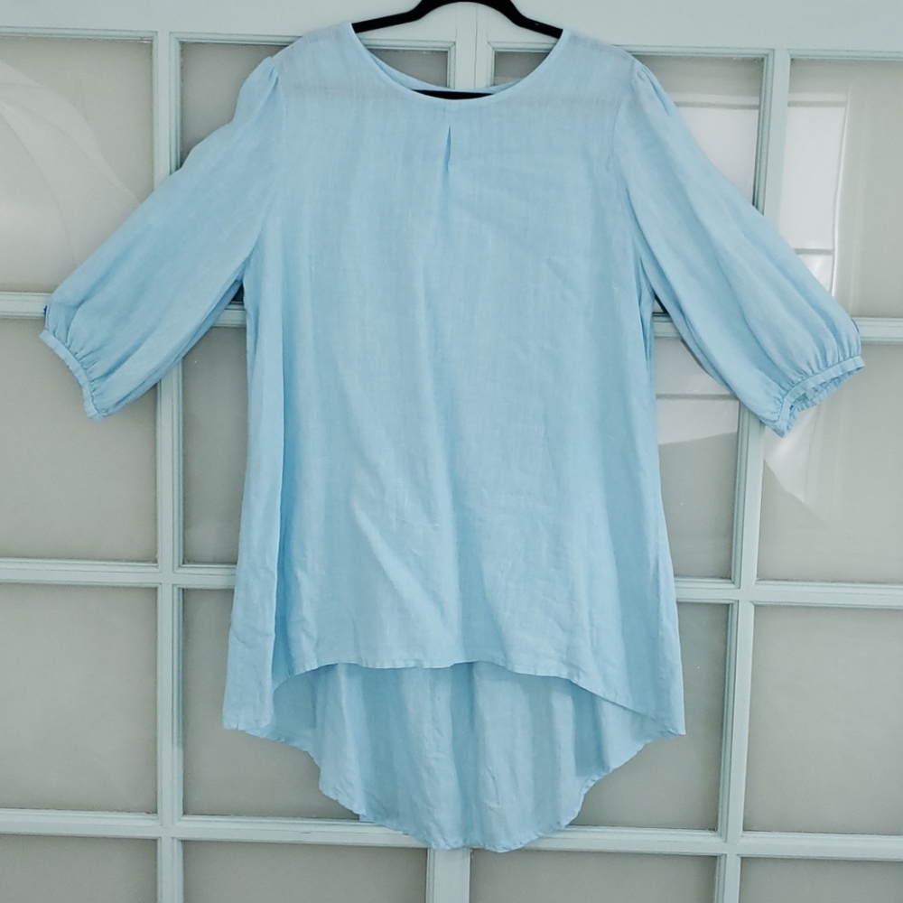 Bryn Walker Blue Linen Dress Large